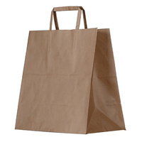 Brown Paper Carry Bags With Flat Handles 345mmx320mmx150mm Carton/200 Price Includes Gst